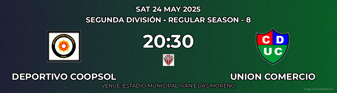 Deportivo Coopsol vs Union Comercio Prediction match poster for Segunda División fixture on SAT 24 MAY 2025