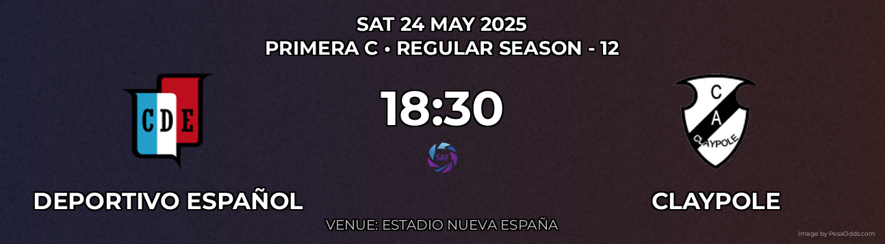 Deportivo Español vs Claypole Prediction match poster for Primera C fixture on SAT 24 MAY 2025