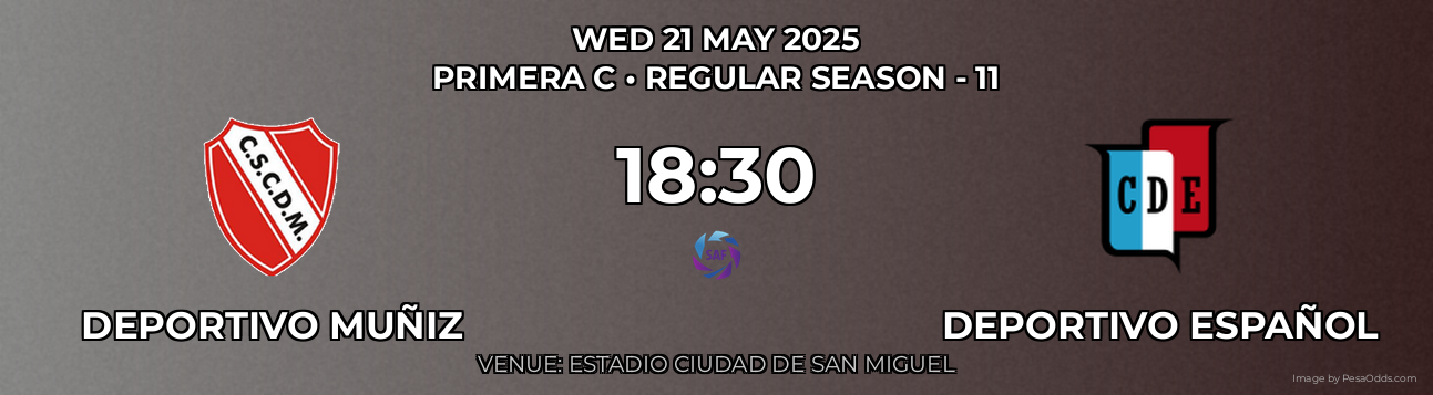 Deportivo Muñiz vs Deportivo Español Prediction match poster for Primera C fixture on WED 21 MAY 2025