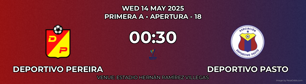 Deportivo Pereira vs Deportivo Pasto Prediction match poster for Primera A fixture on WED 14 MAY 2025