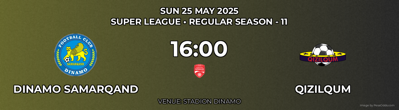 Dinamo Samarqand vs Qizilqum Prediction match poster for Super League fixture on SUN 25 MAY 2025
