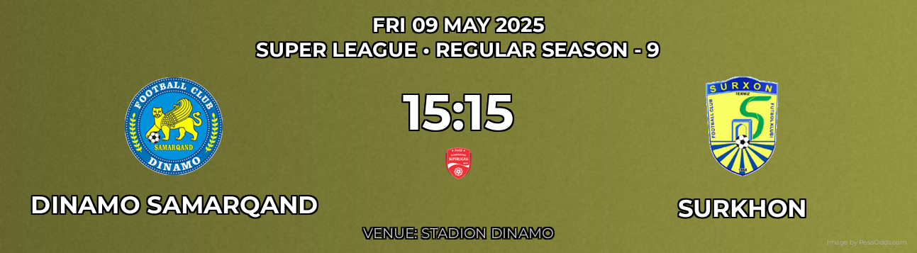 Dinamo Samarqand vs Surkhon Prediction match poster for Super League fixture on FRI 09 MAY 2025