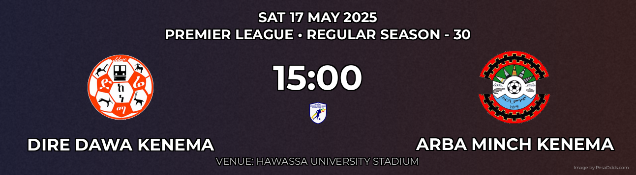Dire Dawa Kenema vs Arba Minch Kenema Prediction match poster for Premier League fixture on SAT 17 MAY 2025