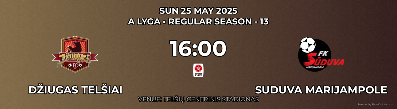 Džiugas Telšiai vs Suduva Marijampole Prediction match poster for A Lyga fixture on SUN 25 MAY 2025
