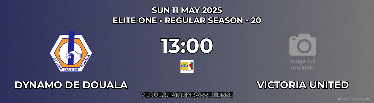 Dynamo de Douala vs Victoria United Prediction match poster for Elite One fixture on SUN 11 MAY 2025
