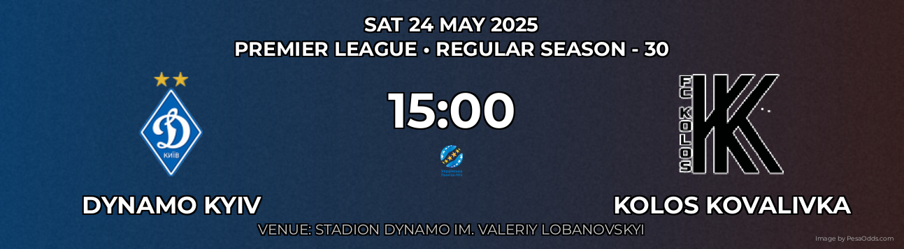 Dynamo Kyiv vs Kolos Kovalivka Prediction match poster for Premier League fixture on SAT 24 MAY 2025