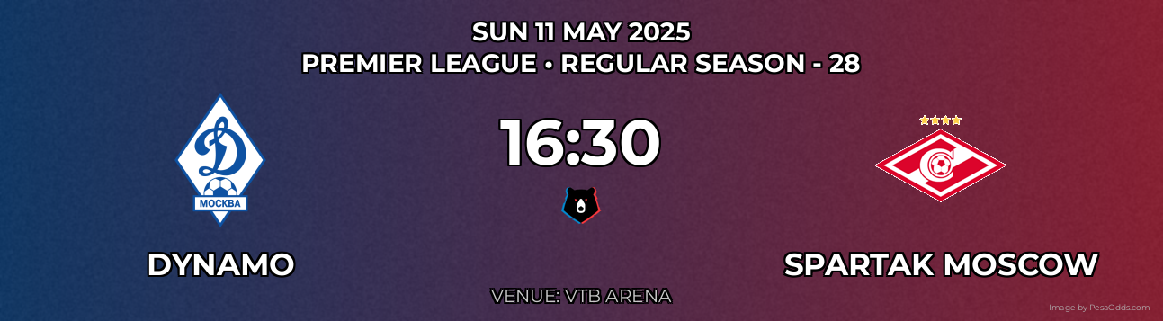 Dynamo vs Spartak Moscow Prediction match poster for Premier League fixture on SUN 11 MAY 2025