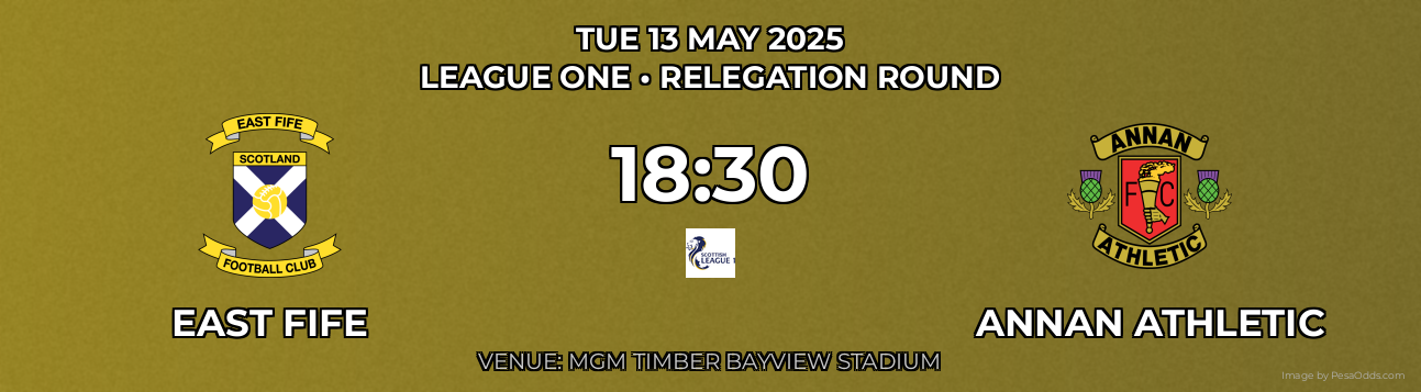 East Fife vs Annan Athletic Prediction match poster for League One fixture on TUE 13 MAY 2025