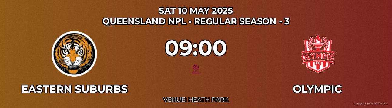 Eastern Suburbs vs Olympic Prediction match poster for Queensland NPL fixture on SAT 10 MAY 2025