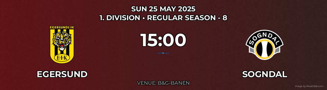 Egersund vs Sogndal Prediction match poster for 1. Division fixture on SUN 25 MAY 2025