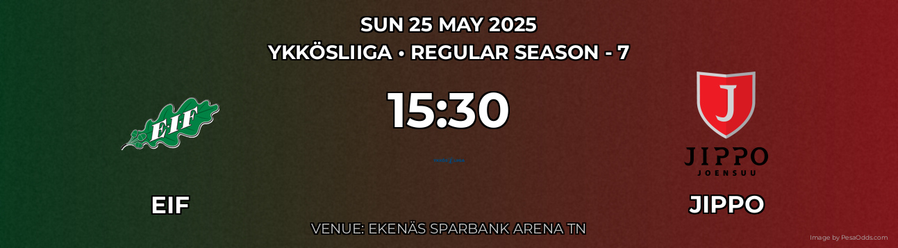 EIF vs JIPPO Prediction match poster for Ykkösliiga fixture on SUN 25 MAY 2025