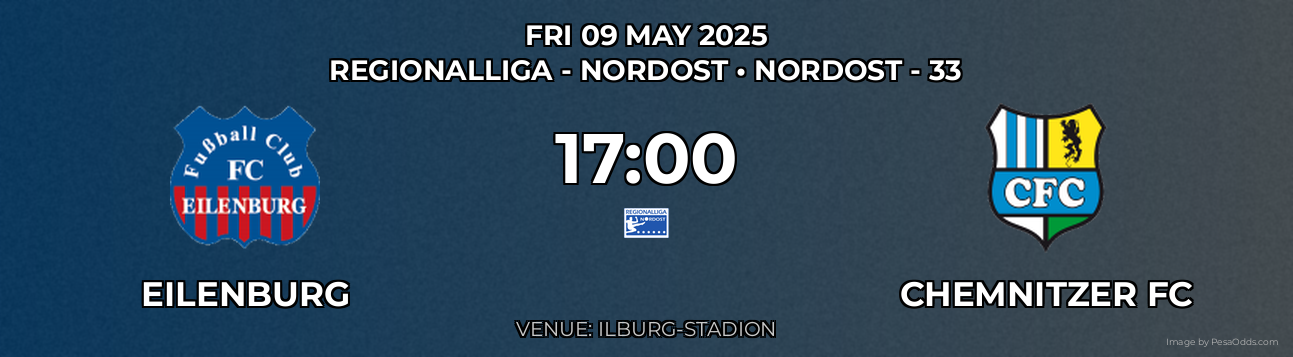 Eilenburg vs Chemnitzer FC Prediction match poster for Regionalliga - Nordost fixture on FRI 09 MAY 2025