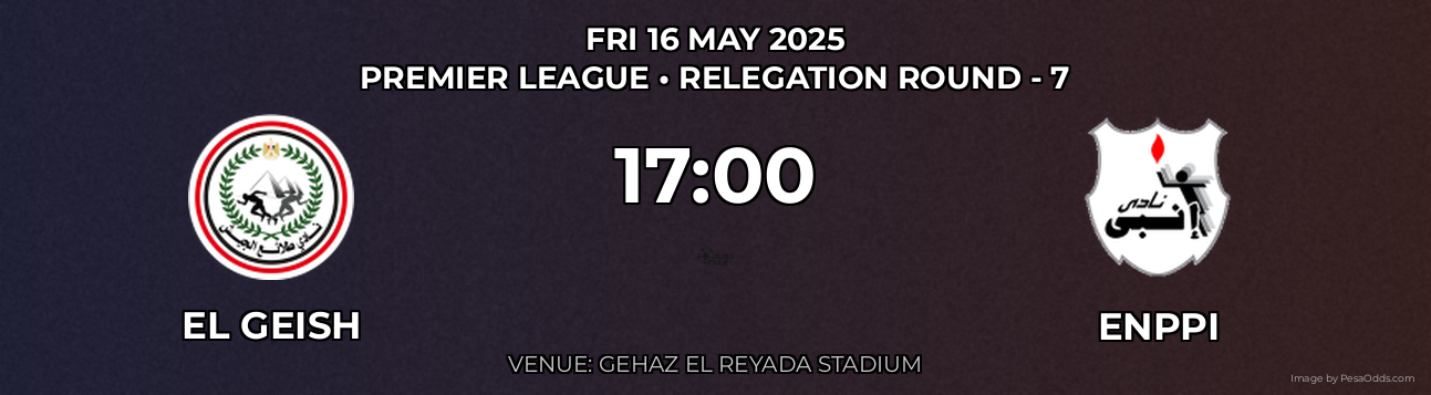 El Geish vs Enppi Prediction match poster for Premier League fixture on FRI 16 MAY 2025