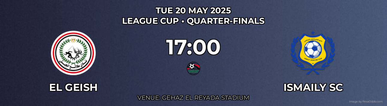 El Geish vs Ismaily SC Prediction match poster for League Cup fixture on TUE 20 MAY 2025