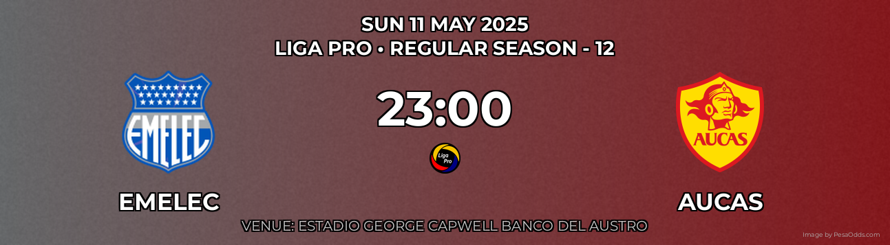 Emelec vs Aucas Prediction match poster for Liga Pro fixture on SUN 11 MAY 2025