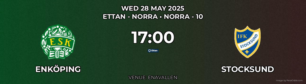 Enköping vs Stocksund Prediction match poster for Ettan - Norra fixture on WED 28 MAY 2025