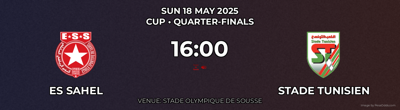 ES Sahel vs Stade Tunisien Prediction match poster for Cup fixture on SUN 18 MAY 2025
