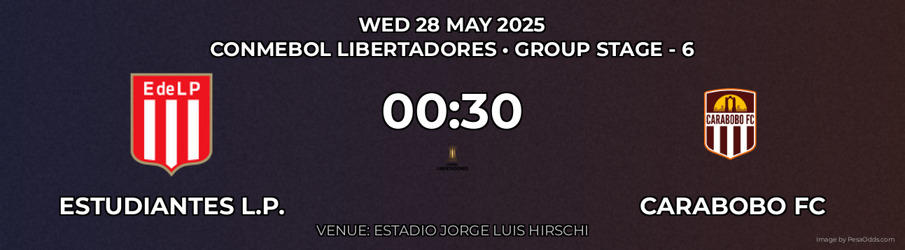 Estudiantes L.P. vs Carabobo FC Prediction match poster for CONMEBOL Libertadores fixture on WED 28 MAY 2025