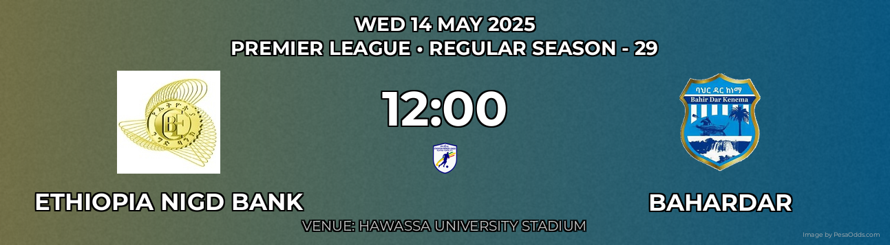 Ethiopia Nigd Bank vs Bahardar Prediction match poster for Premier League fixture on WED 14 MAY 2025