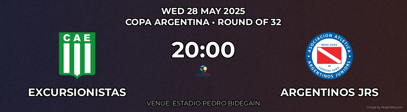 Excursionistas vs Argentinos JRS Prediction match poster for Copa Argentina fixture on WED 28 MAY 2025