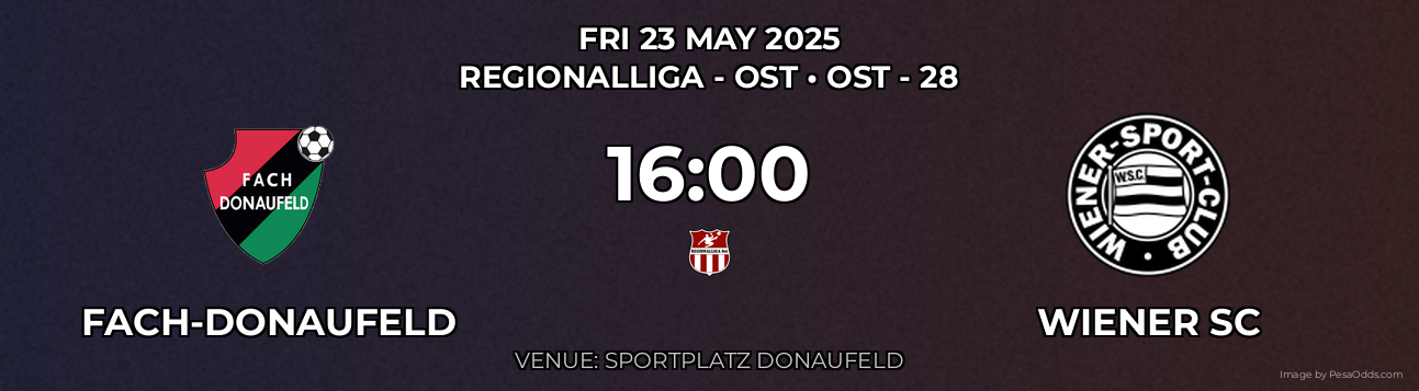 Fach-Donaufeld vs Wiener SC Prediction match poster for Regionalliga - Ost fixture on FRI 23 MAY 2025