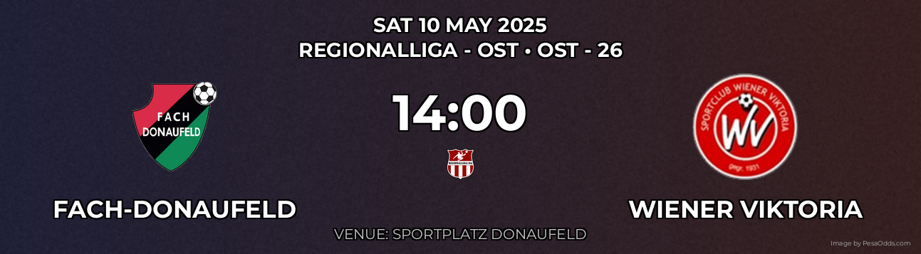 Fach-Donaufeld vs Wiener Viktoria Prediction match poster for Regionalliga - Ost fixture on SAT 10 MAY 2025
