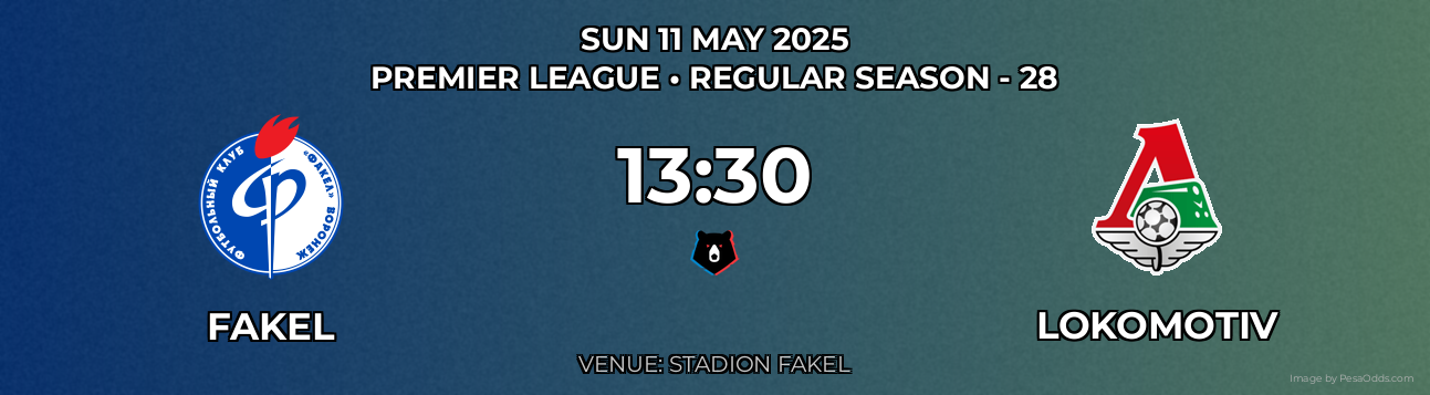 Fakel vs Lokomotiv Prediction match poster for Premier League fixture on SUN 11 MAY 2025
