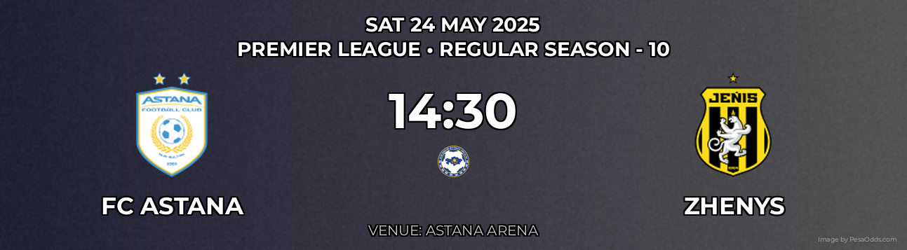 FC Astana vs Zhenys Prediction match poster for Premier League fixture on SAT 24 MAY 2025