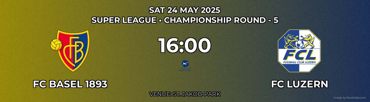 FC Basel 1893 vs FC Luzern Prediction match poster for Super League fixture on SAT 24 MAY 2025