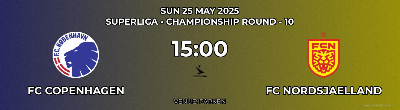 FC Copenhagen vs FC Nordsjaelland Prediction match poster for Superliga fixture on SUN 25 MAY 2025