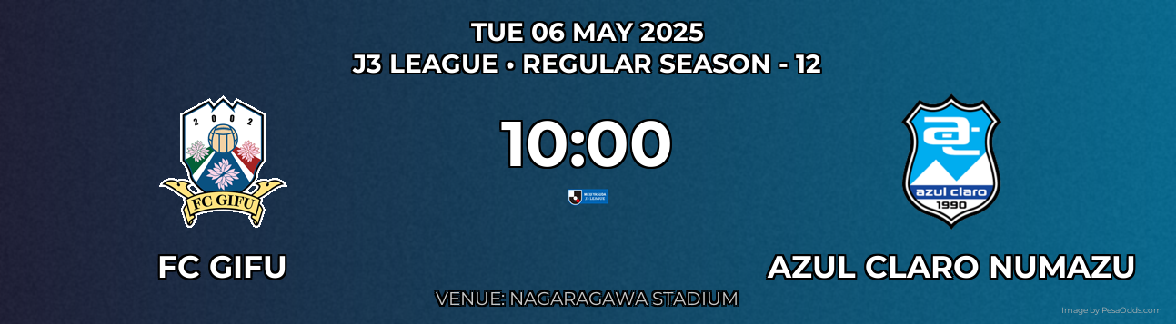 FC Gifu vs Azul Claro Numazu Prediction match poster for J3 League fixture on TUE 06 MAY 2025
