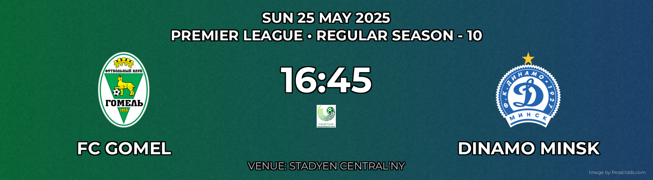 FC Gomel vs Dinamo Minsk Prediction match poster for Premier League fixture on SUN 25 MAY 2025