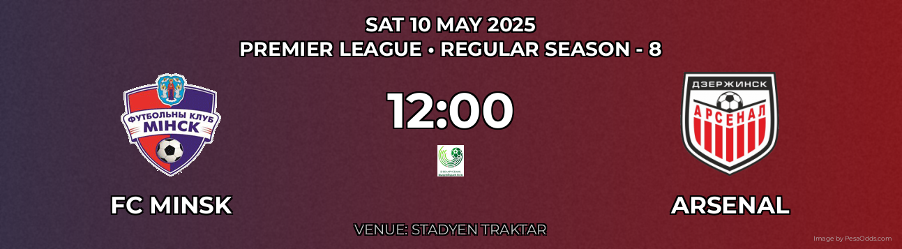 FC Minsk vs Arsenal Prediction match poster for Premier League fixture on SAT 10 MAY 2025