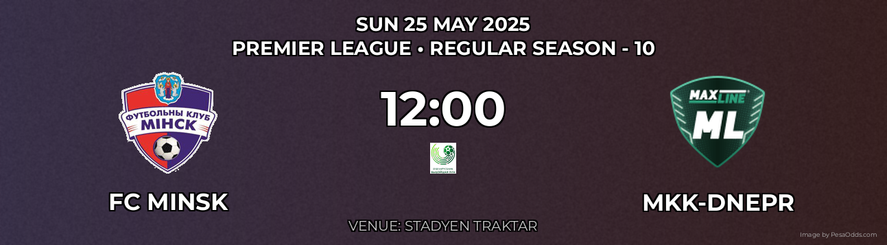 FC Minsk vs MKK-Dnepr Prediction match poster for Premier League fixture on SUN 25 MAY 2025