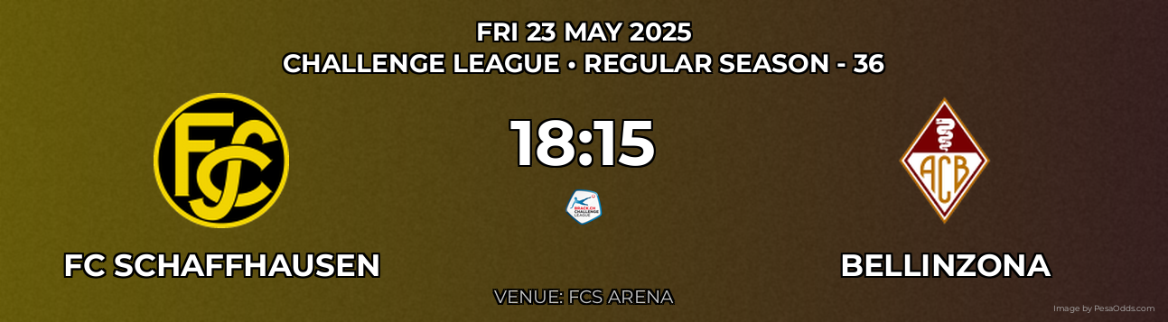 FC Schaffhausen vs Bellinzona Prediction match poster for Challenge League fixture on FRI 23 MAY 2025