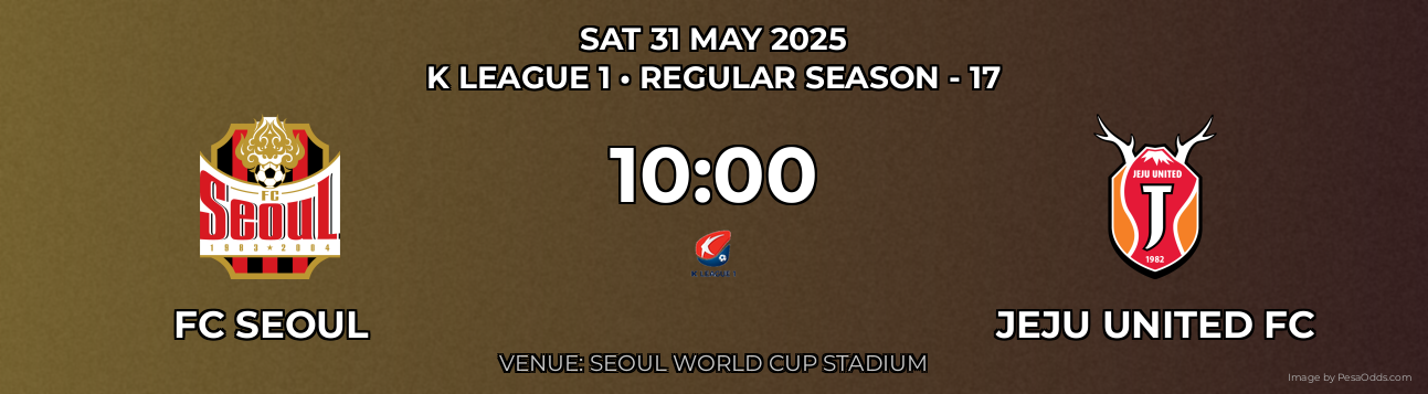 FC Seoul vs Jeju United FC Prediction match poster for K League 1 fixture on SAT 31 MAY 2025