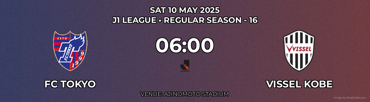 FC Tokyo vs Vissel Kobe Prediction match poster for J1 League fixture on SAT 10 MAY 2025