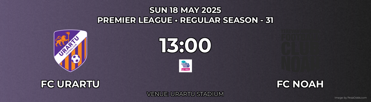 FC Urartu vs FC Noah Prediction match poster for Premier League fixture on SUN 18 MAY 2025
