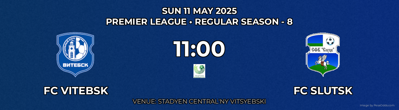 FC Vitebsk vs FC Slutsk Prediction match poster for Premier League fixture on SUN 11 MAY 2025