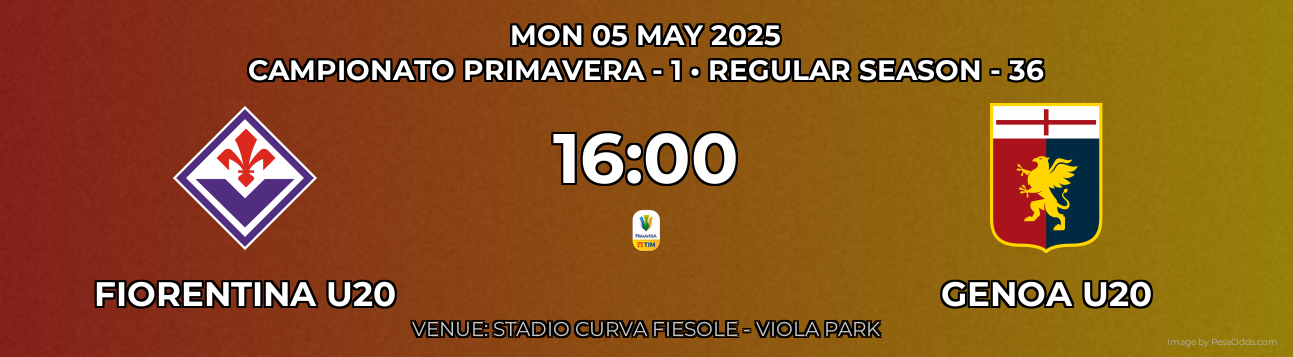 Fiorentina U20 vs Genoa U20 Prediction match poster for Campionato Primavera - 1 fixture on MON 05 MAY 2025