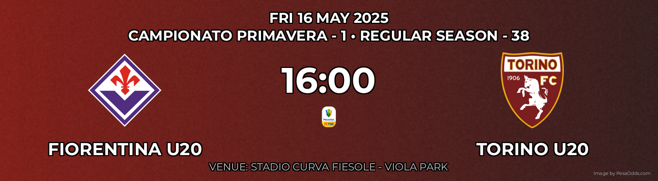 Fiorentina U20 vs Torino U20 Prediction match poster for Campionato Primavera - 1 fixture on FRI 16 MAY 2025