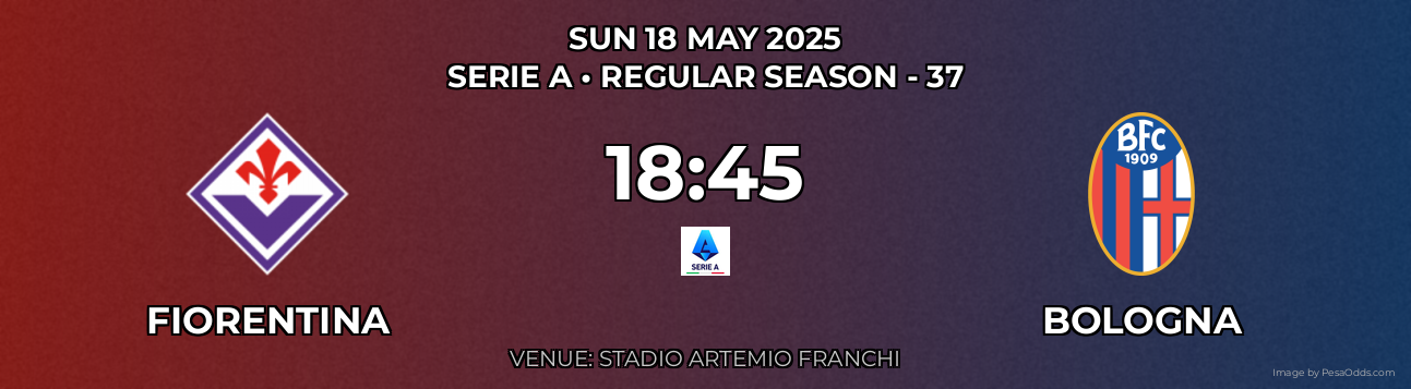 Fiorentina vs Bologna Prediction match poster for Serie A fixture on SUN 18 MAY 2025