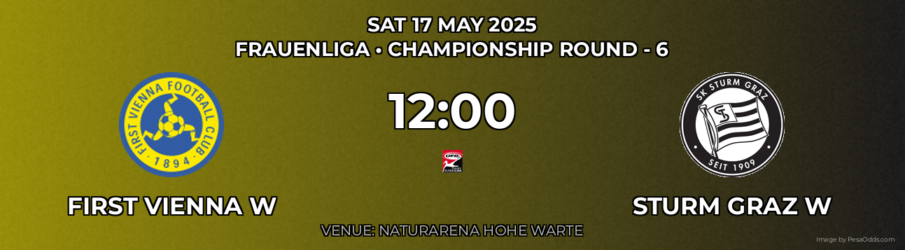 First Vienna W vs Sturm Graz W Prediction match poster for Frauenliga fixture on SAT 17 MAY 2025