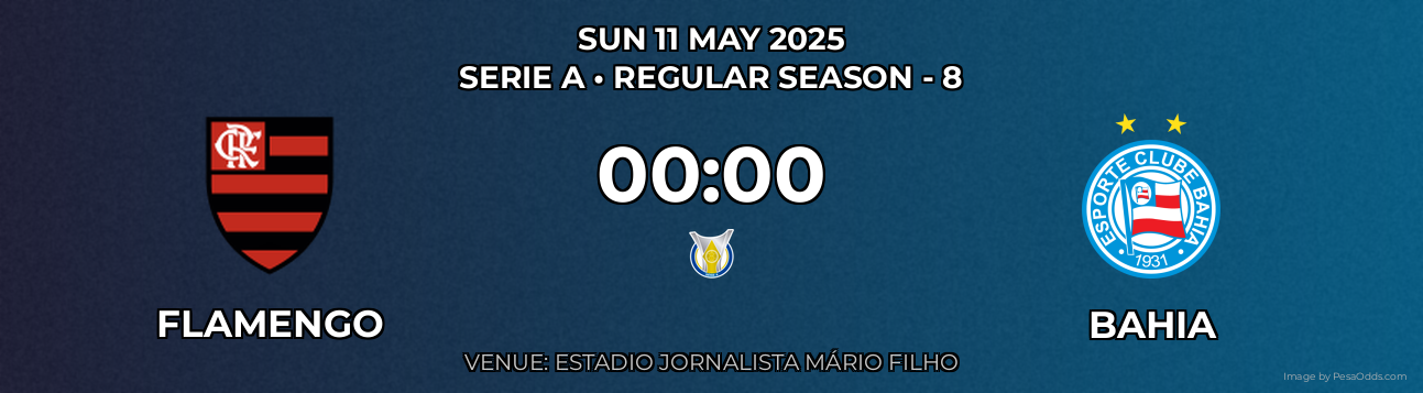 Flamengo vs Bahia Prediction match poster for Serie A fixture on SUN 11 MAY 2025