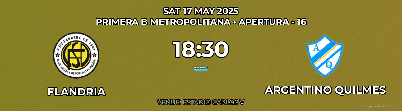 Flandria vs Argentino Quilmes Prediction match poster for Primera B Metropolitana fixture on SAT 17 MAY 2025