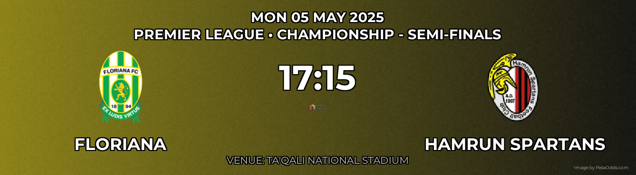 Floriana vs Hamrun Spartans Prediction match poster for Premier League fixture on MON 05 MAY 2025