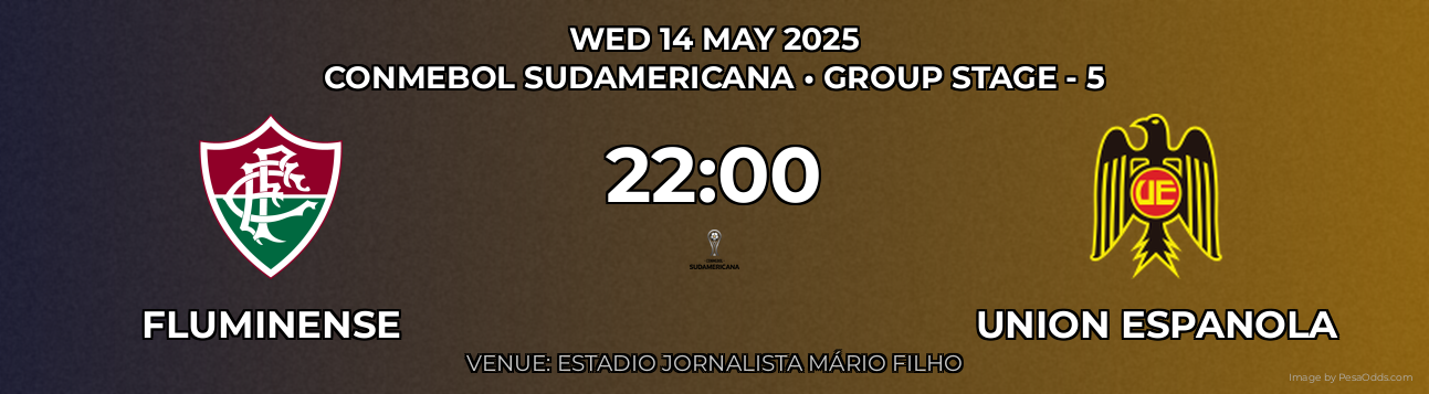 Fluminense vs Union Espanola Prediction match poster for CONMEBOL Sudamericana fixture on WED 14 MAY 2025