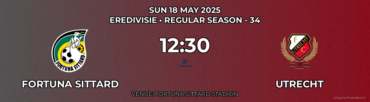 Fortuna Sittard vs Utrecht Prediction match poster for Eredivisie fixture on SUN 18 MAY 2025