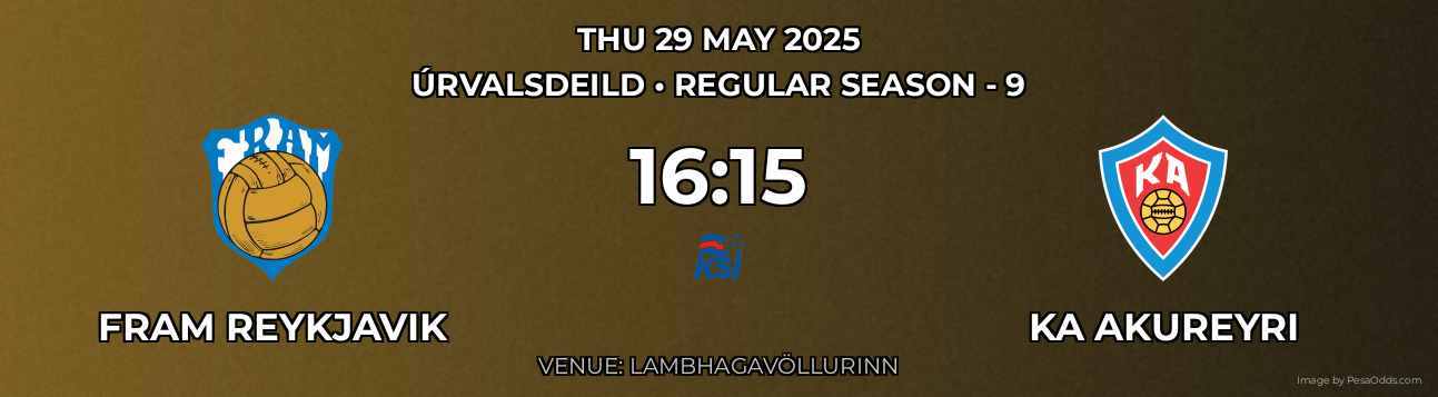 Fram Reykjavik vs KA Akureyri Prediction match poster for Úrvalsdeild fixture on THU 29 MAY 2025