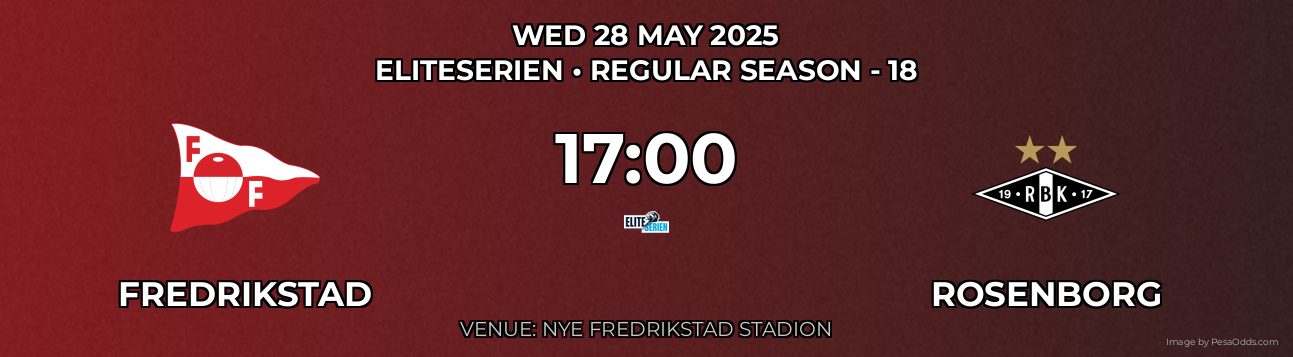 Fredrikstad vs Rosenborg Prediction match poster for Eliteserien fixture on WED 28 MAY 2025